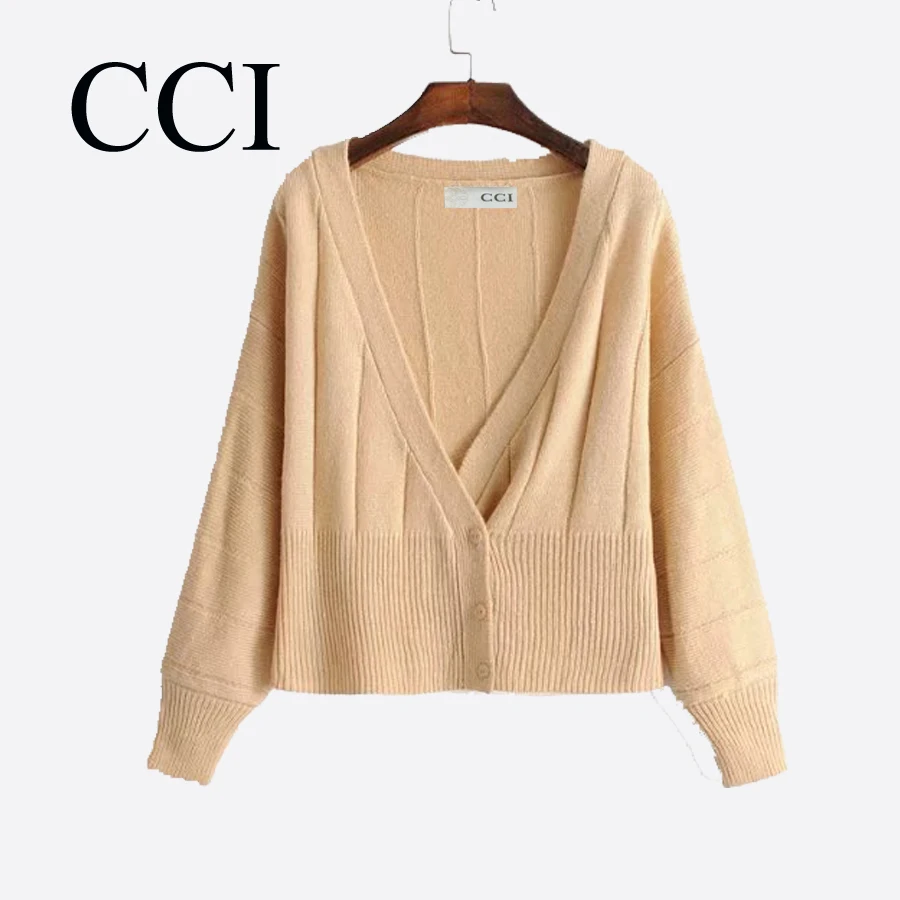 CCI Mohair Sweater Women Cardigan Knitted Coat Long Sleeve Female Casual V-Neck Woman Cardigans Tops Femme cci424-45 |