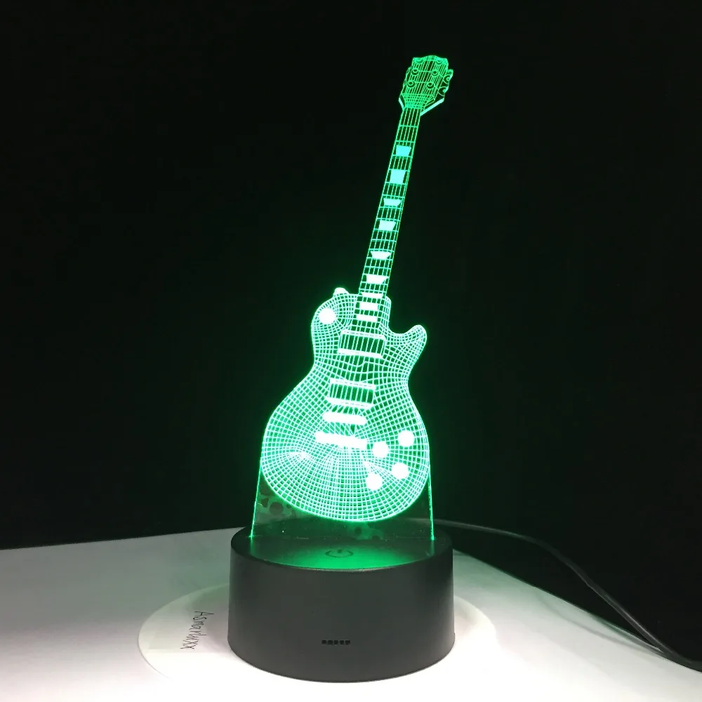 3D Электрогитары светильник светодиодный 7 Красочные USB LED Настольная лампа