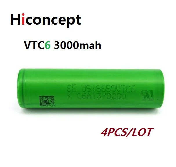 Hiconcept 4 шт. оригинальный VTC6 3.7 В 3000 мАч литий ионная аккумуляторная батарея 18650 Акку