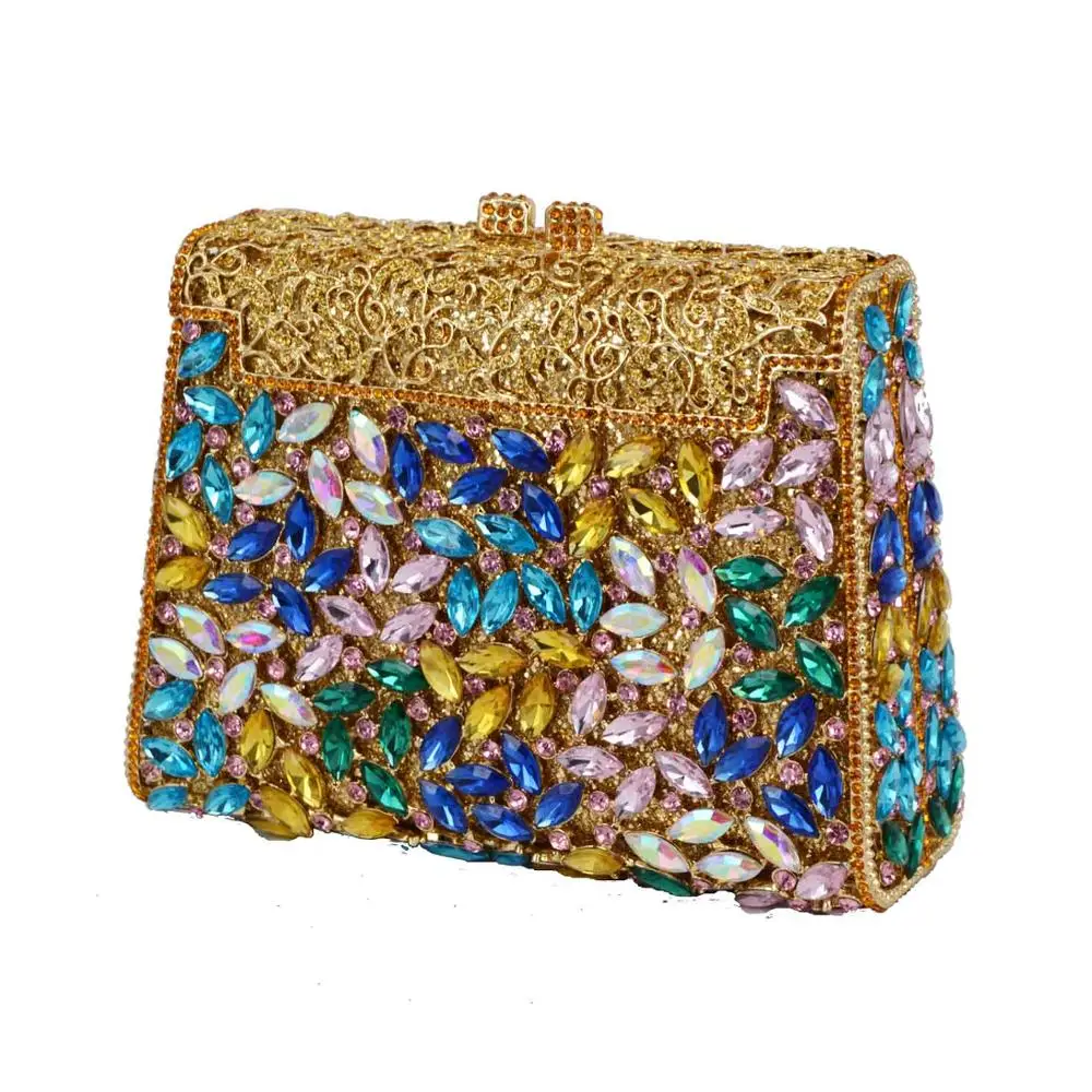 colorful clutch bag Серебряная коробка сумка Diamond Для женщин сумочка-клатч с украшением в виде кристаллов вечерние сумки из натуральной кожи женские банкетные кошелек модные барсетки вечерние сумка SC452 - Цвет: colorful clutch bag