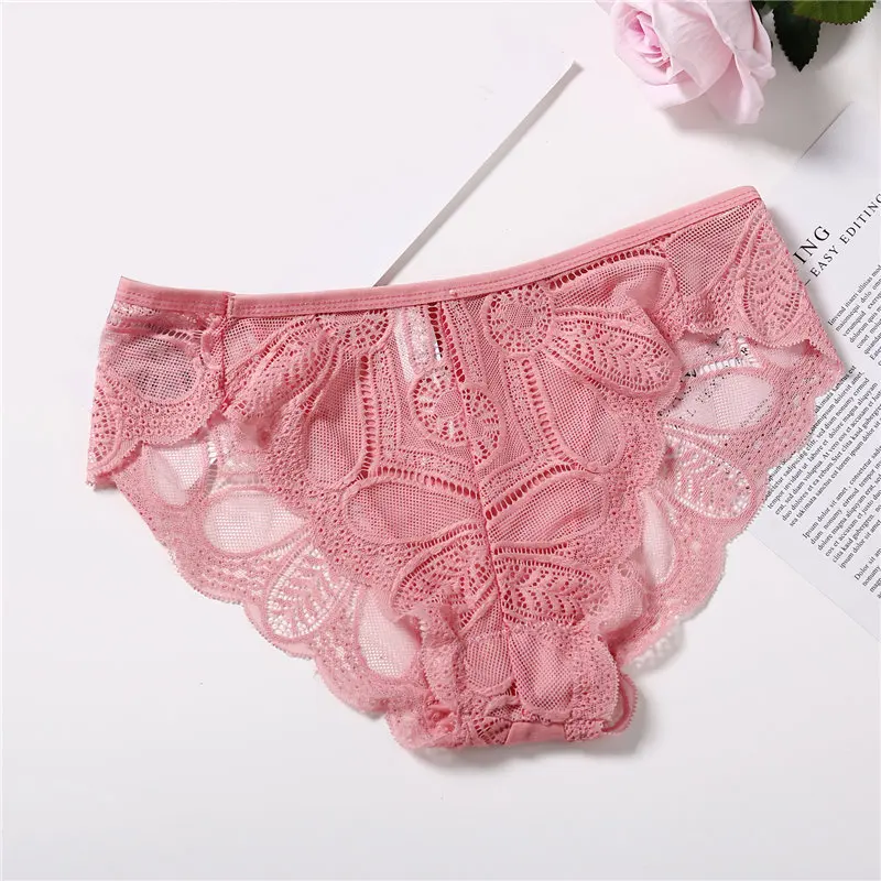 pink Цветочные кружевные трусы простые мягкие дышащие трусы женские нижнее белье трусики сексуальные женские трусы - Цвет: pink