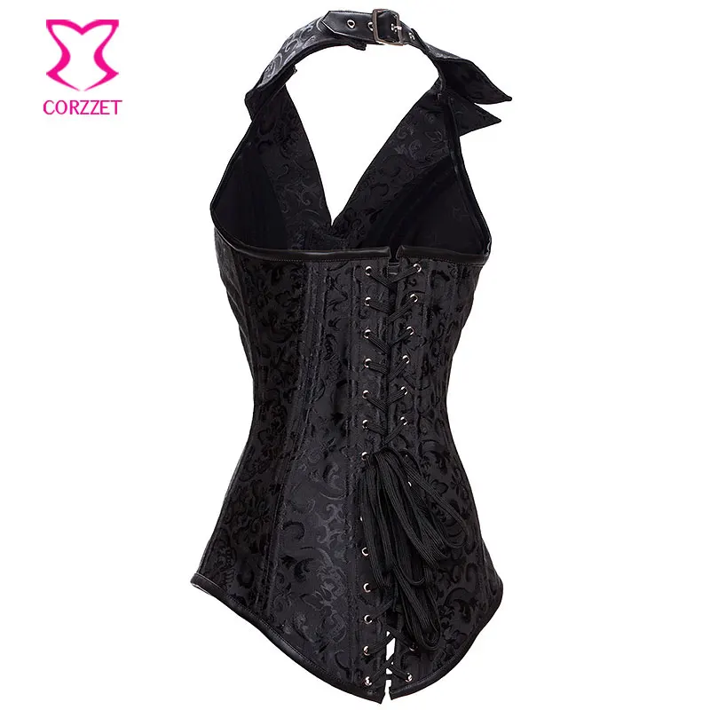 Женский бюстье с воротником-халтер готический длинный корсет и сексуальный со