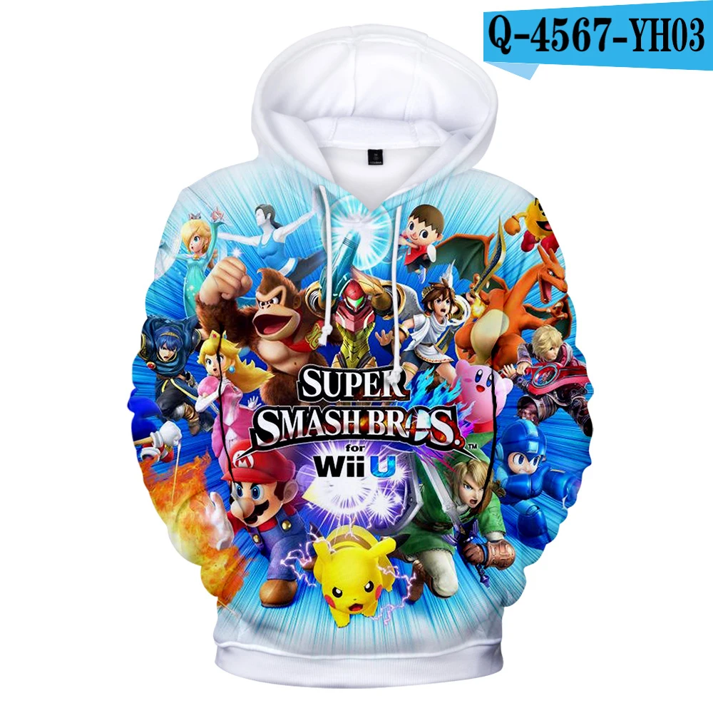 3D Новинка; толстовка с капюшоном Super Smash Bros. 3D Толстовка с капюшоном для мужчин и женщин, Повседневная рубашка с круглым вырезом, 3D Толстовка с капюшоном - Цвет: 3D