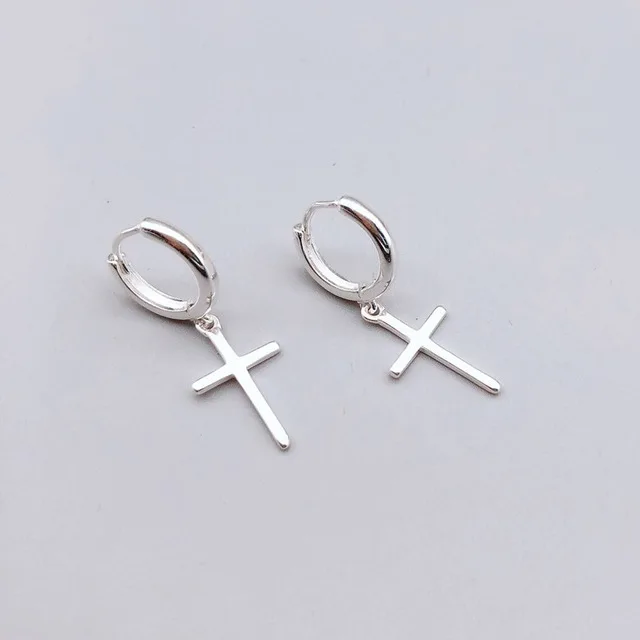 925 Sterling Silver Cross Dangle Earrings For Women New Trend Lady Fashion Jewelry Pendientes Mujer Moda eh1192