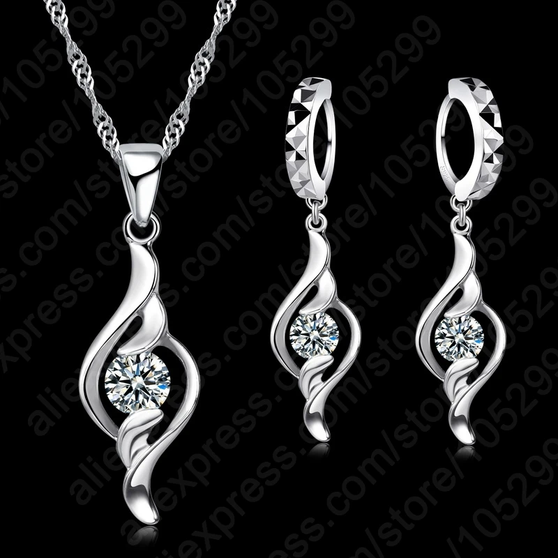 Женский комплект свадебных украшений ожерелье и серьги из серебра 925 пробы с