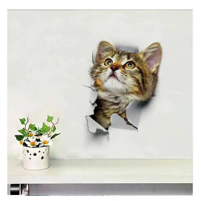 3d эффект хрустальный стикер на стену с бабочками красивый кот для детской