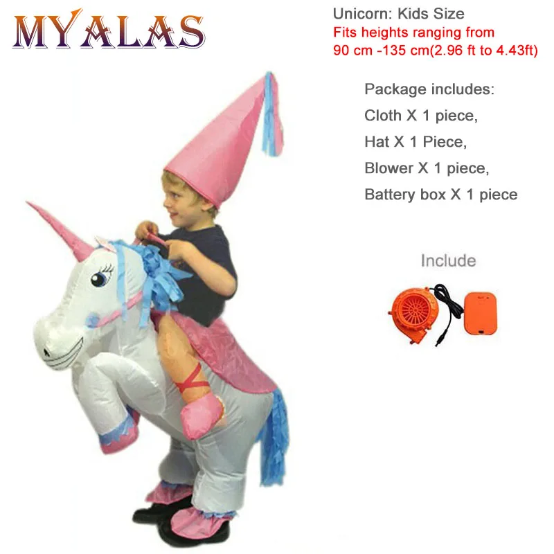 Kids Ride Unicorn Надувной костюм единорога для взрослых; детский маскарадный костюм из фильма; карнавальный костюм на Хэллоуин; костюм животного; одежда для костюмированной вечеринки; disfraz inflable - Цвет: Kids Ride Unicorn
