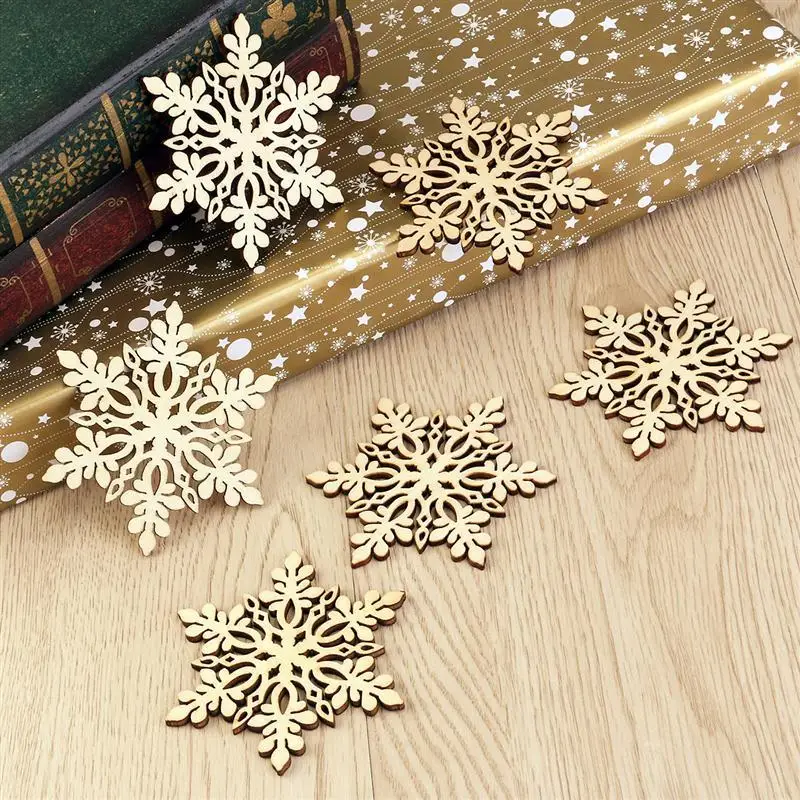 Горячие 10 шт. Sharp гексагональные деревянные Снежинка с орнаментом Новогоднее