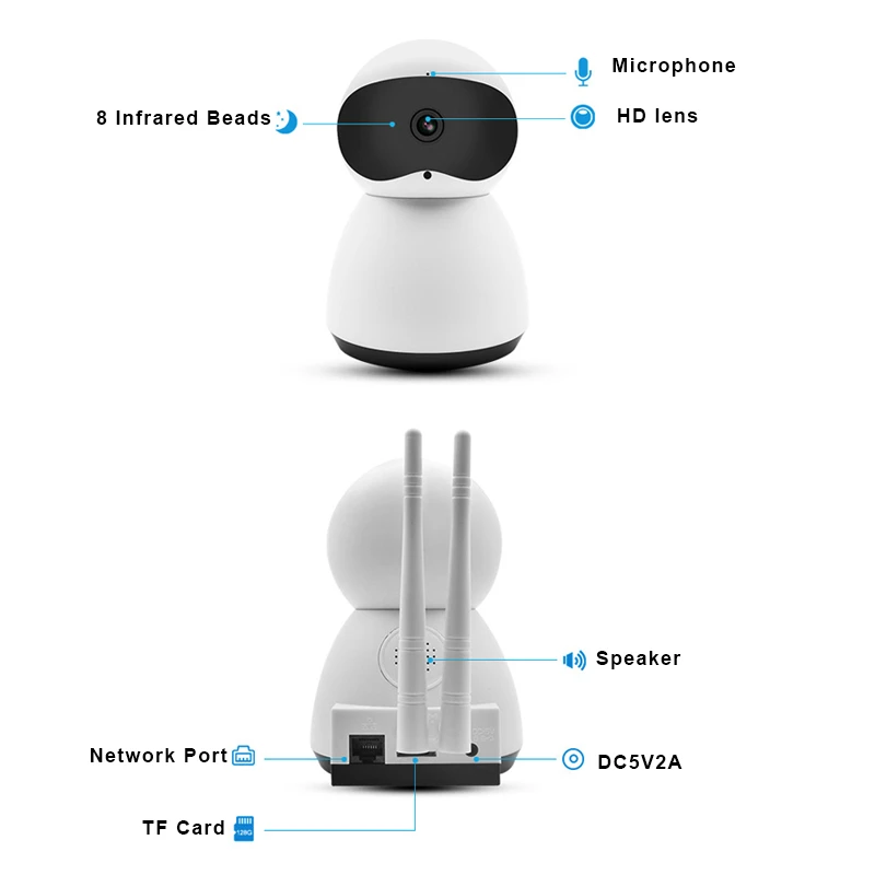 IP-камера видеонаблюдения 720P 1080P Wi-Fi двусторонняя аудиосвязь | Безопасность и