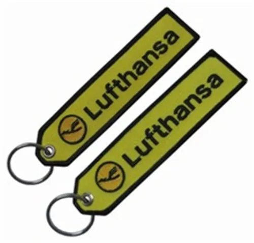 Брелок для ключей из ткани с вышивкой Lufthansa|fabric key ring|key ringchain ring |
