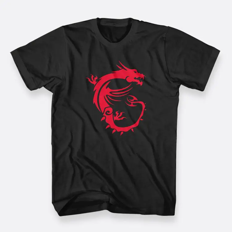 MSI Dragon Gaming черная футболка Размер men Мужская хлопковая 100% мужские футболки