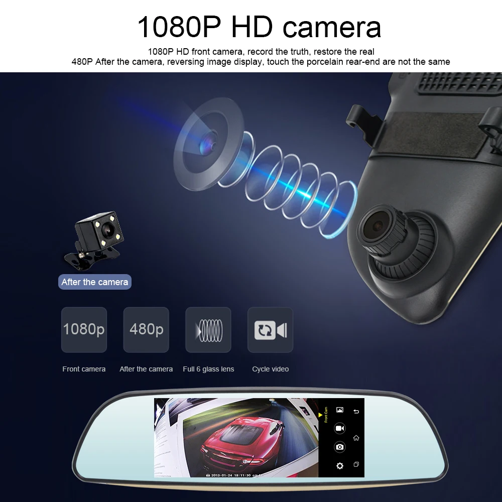 AZGIANT 6 5 &quot3G Автомобильный видеорегистратор GPS Navi Mioor Full HD 1080P с поддержкой Android 0