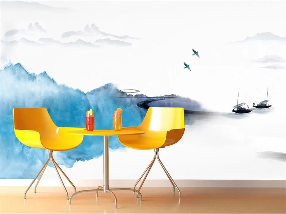 custom 3d photo wallpaper mural living room abstract water and ink landscape painting sofa TV background non-woven wall sticker |
