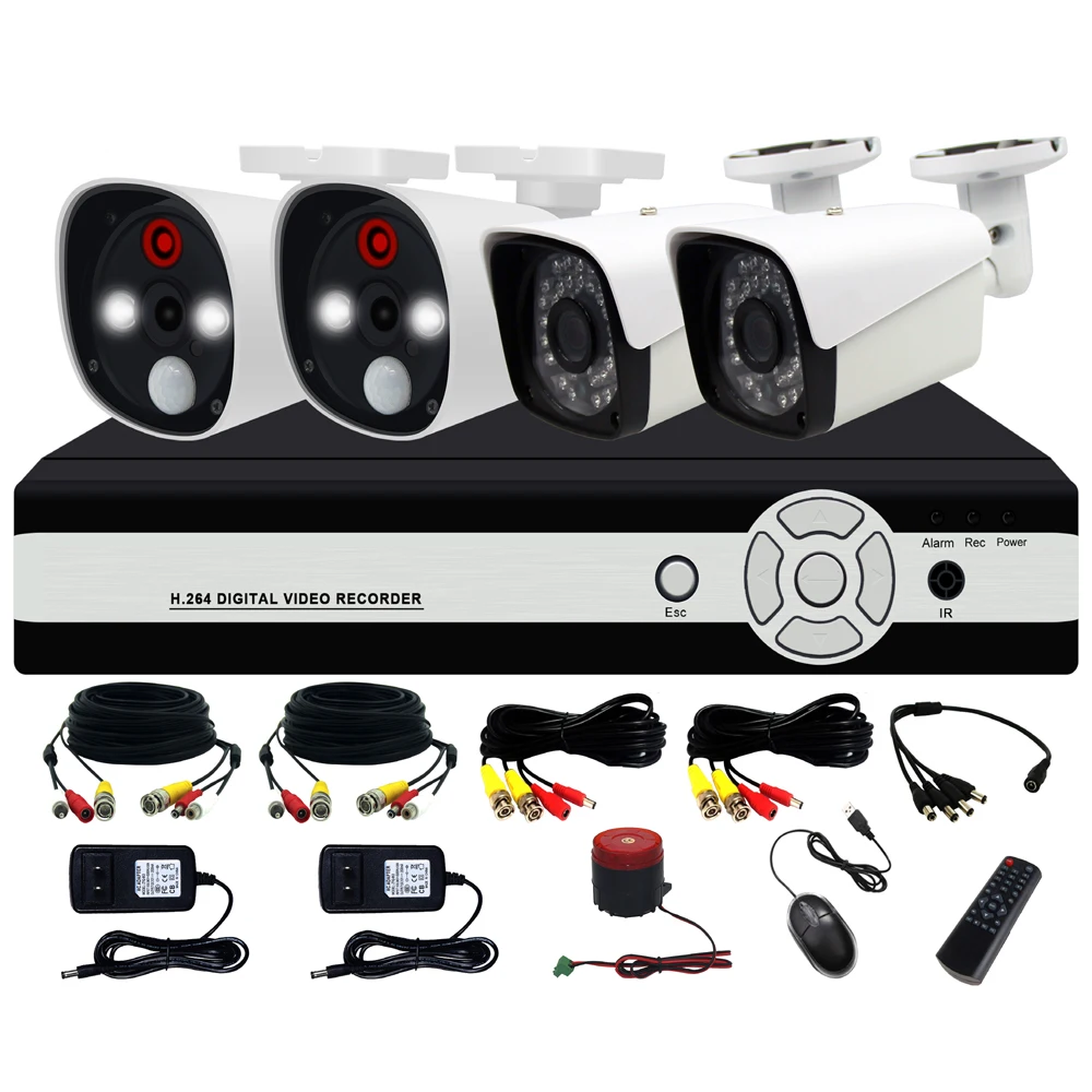 4CH умная сигнализация 4.0MP AHD CCTV комплект с PIR датчиком обнаружения движения и