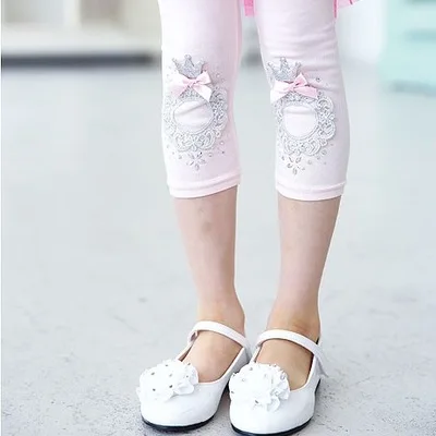 2016 летняя детская одежда леггинсы для девочек короткие однотонные малышей