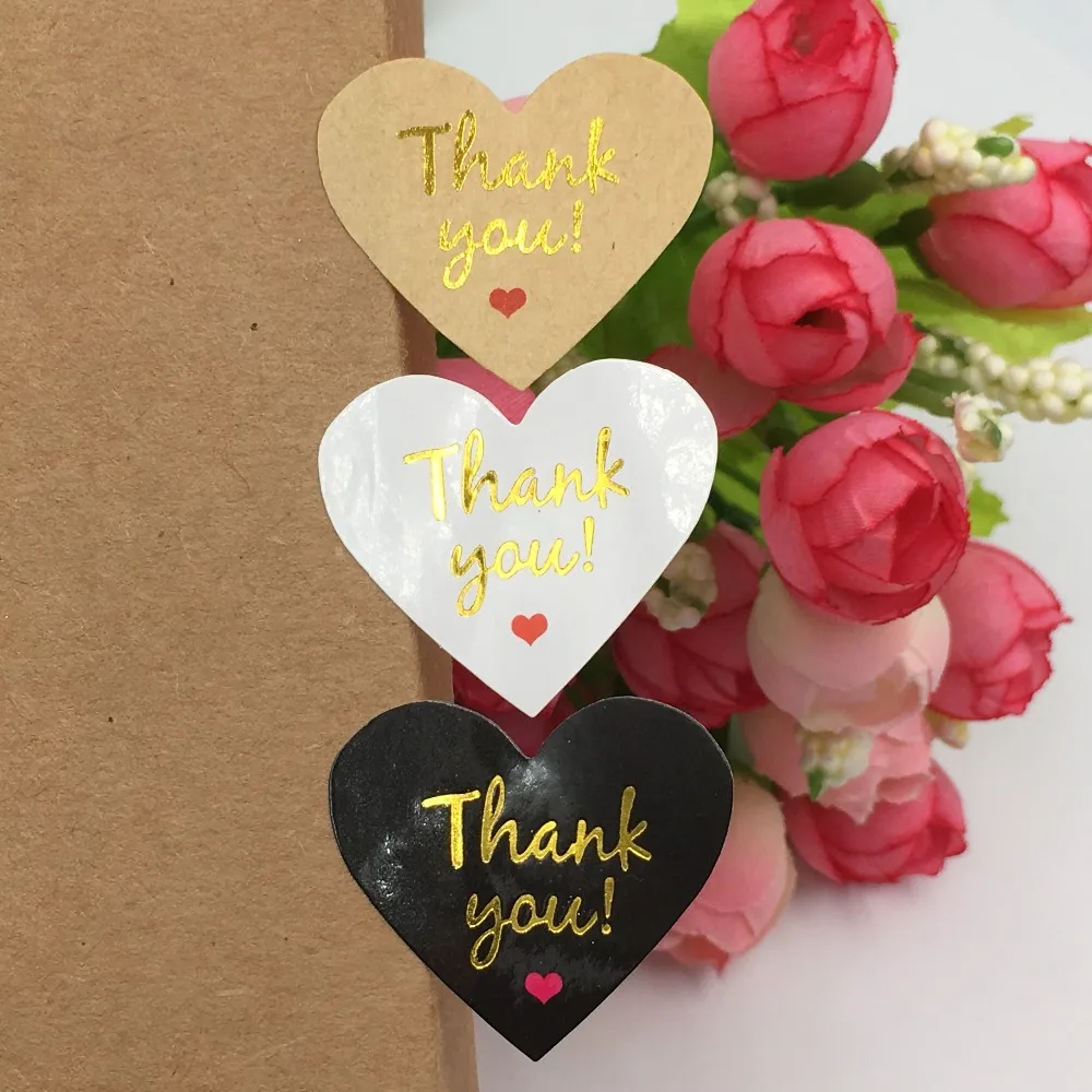 100 шт./лот Золотое сердце THANK YOU наклейка с этикеткой для пекарни ручной работы