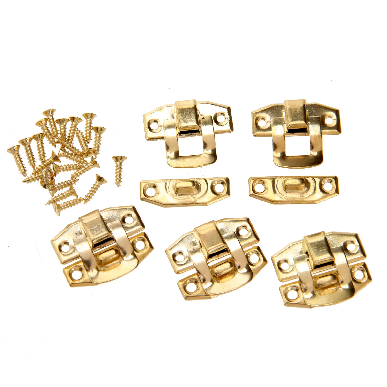 

5Pcs 23x20mm Antique Gold Iron Hasp Latch Decorative Jewelry Gift Wine Wooden Box Lock Suitcase Cabinet Buckle Hook With Screws