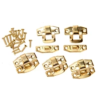 5pcs 23x20mm antique gold iron hasp latch decorative jewelry gift wine wooden box lock suitcase cabinet buckle hook with screws