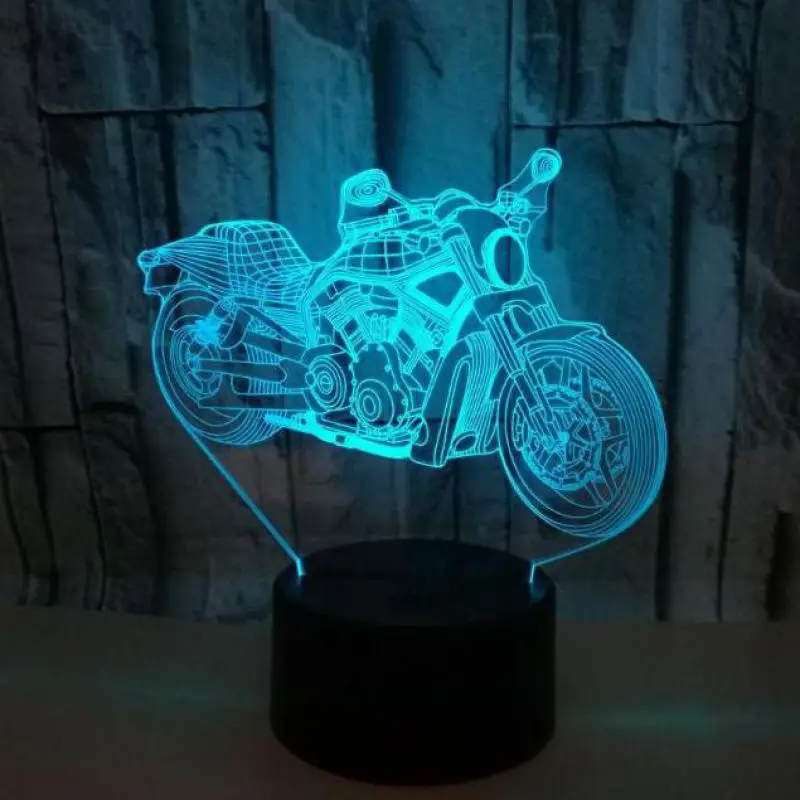 Мотоцикл семь цветов постепенное изменение настольные лампы Сенсорное