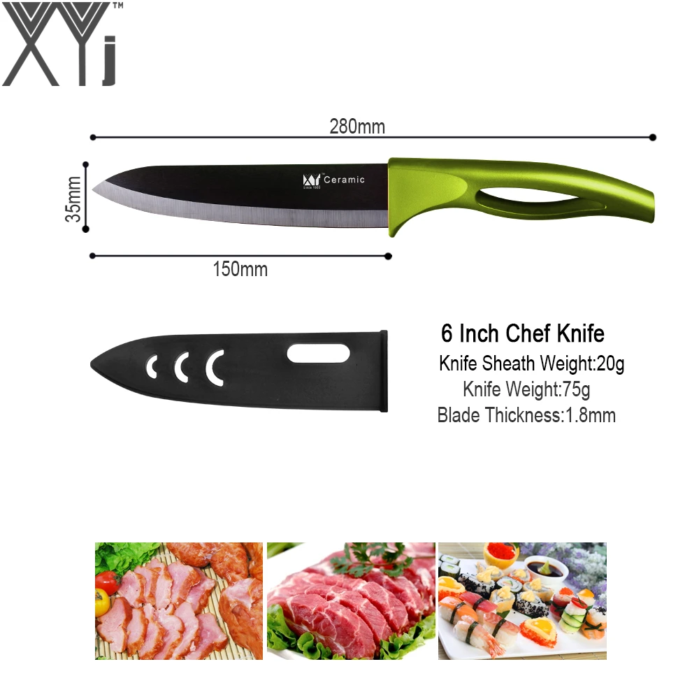 XYj Brand Vegetable Fruit Peeler Zirconia Oxide Kitchen Knives Piece Set 3&quot Pairng 5&quot Slicing 6&quot Chef Knife New Ceramic | Дом и