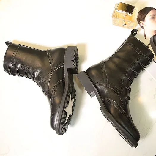 военные мех грубый башмак обувь берцы Зимние сапоги женщин бренда Настоящая  кожа высокое качество коренастый осень черный полусапожки зашнуровать осенняя  женский женская китайский мода новый | AliExpress