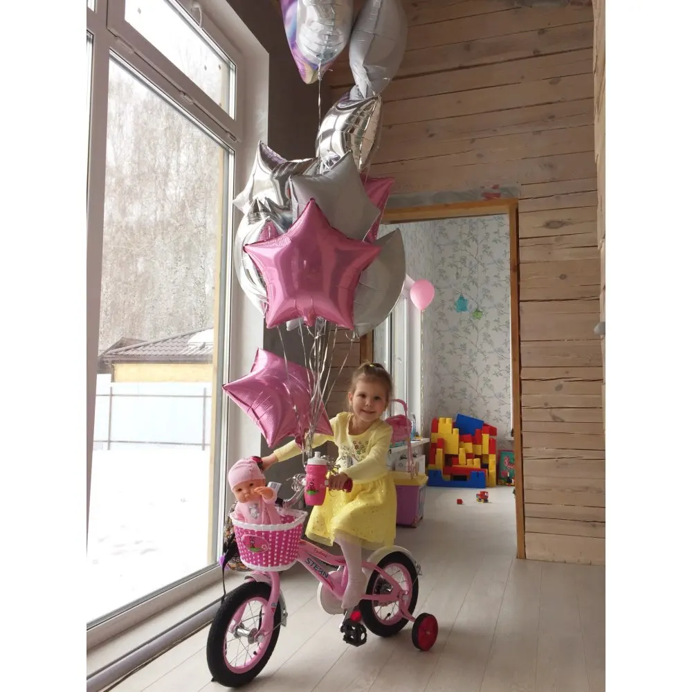 12PCS Baby Shower 18 inch Pink White Star Helium Foil Balloons Girls Happy Birthday Party Supplies 1st Decoration Air Ball | Дом и сад