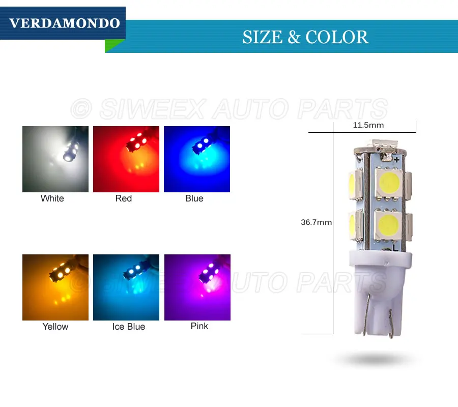 Автомобильные светодиодный лампы W5W T10 194 147 9 5050 SMD боковые габаритные огни для