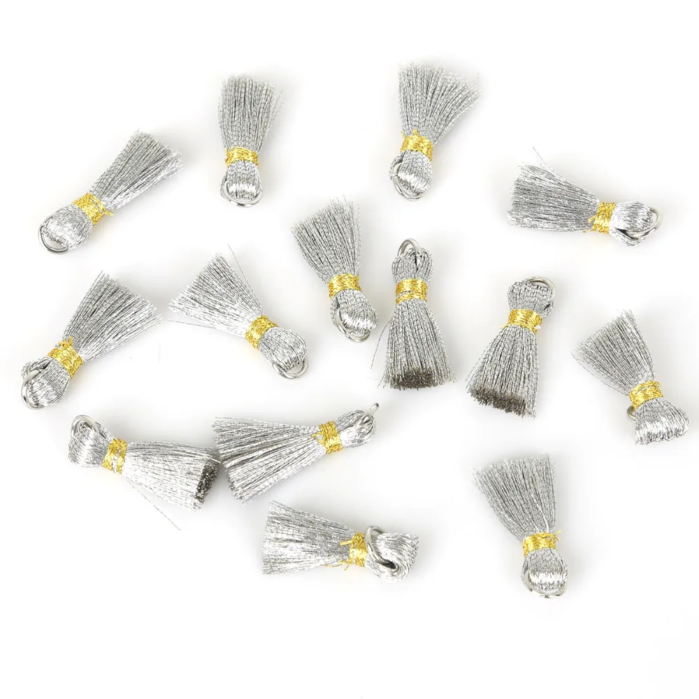 20 шт. золотистые/Серебристые шелковые мини кисточки из полиэстера шармы для