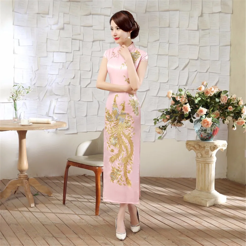 Шанхай история Феникс Вышивка Восточный стиль платья Qipao женское традиционное платье Китайский Cheongsam длинное китайское платье красный