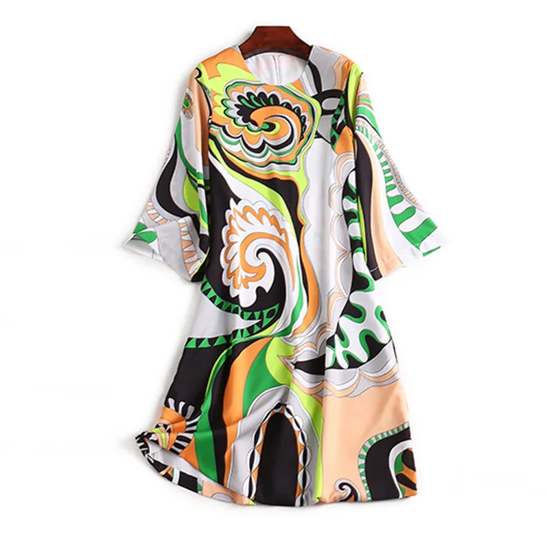 

Willstage Vintage Mini dress Loose Casual geometric Pattern Elegant Party Dresses Women half sleeve 2019 Summer Vestidos