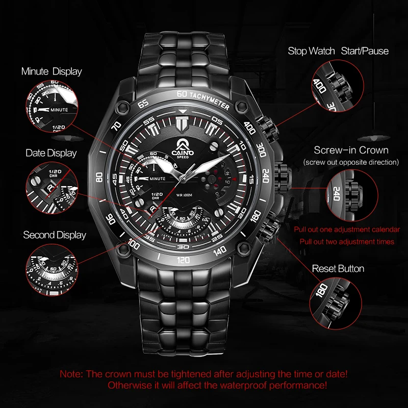 Новинка 2018 мужские многофункциональные спортивные часы водонепроницаемые