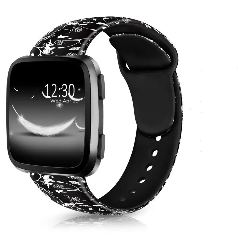 Ремешок с цветочным принтом для Fitbit Versa Band, силиконовые в форме цветка Браслет Fitbit Versa сменные браслеты браслет Ремешки для наручных часов - Цвет ремешка: Flower Fairy
