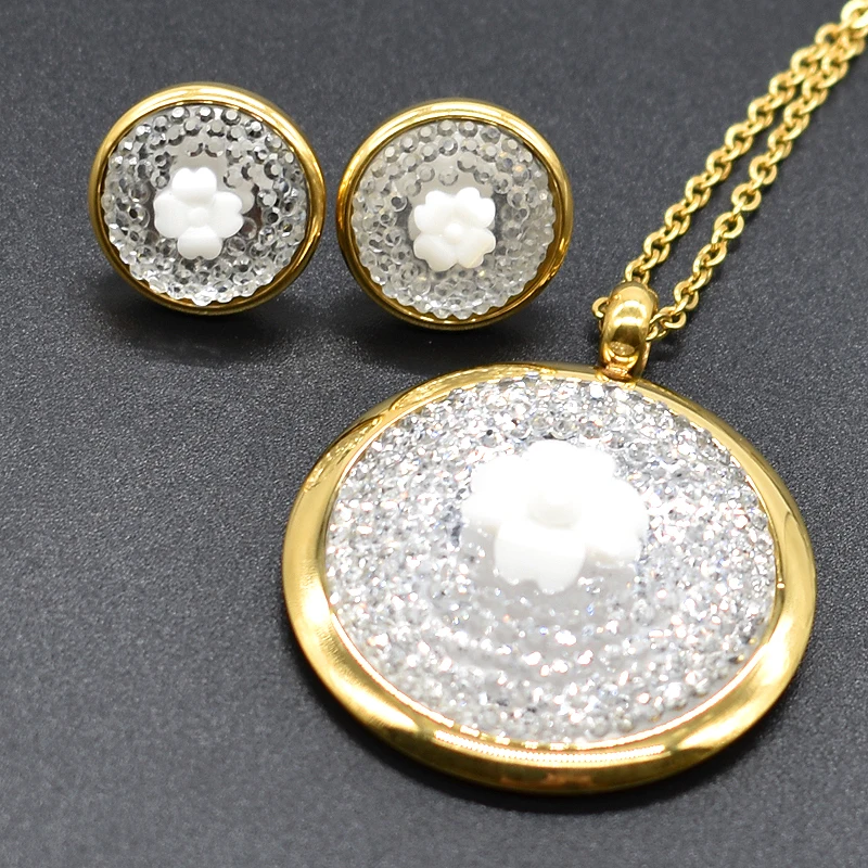 AMUMIU белый/черный красочные круглые Ювелирные наборы для женщин корейский цветок