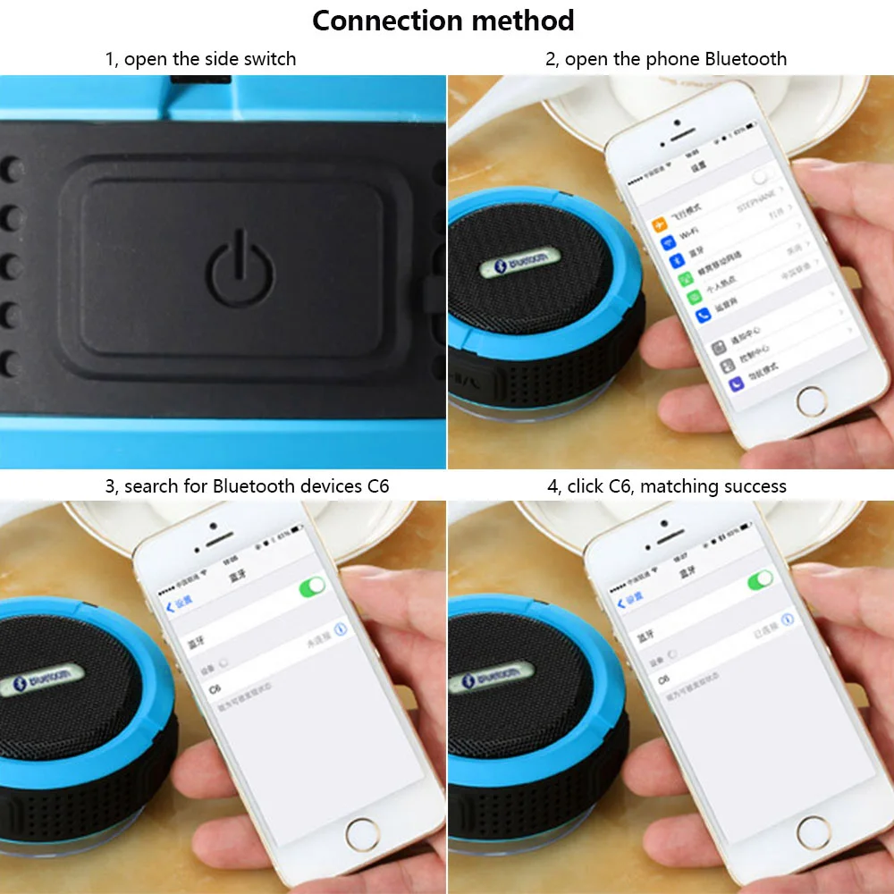 Беспроводной портативный водонепроницаемый Bluetooth динамик Mini C6 + микрофон на