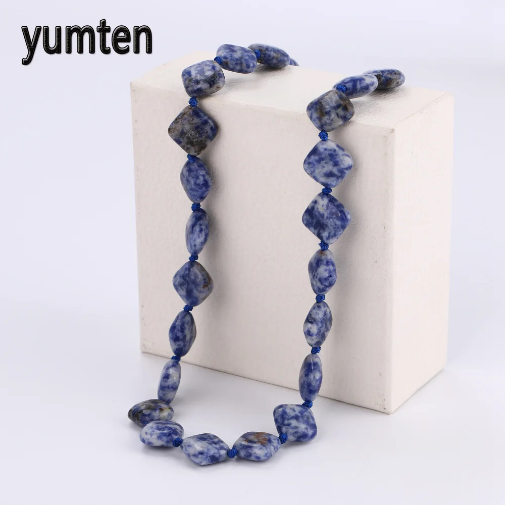 Yumten Blue Veinstone бриллиантовое ожерелье с природными камнями мужские ювелирные