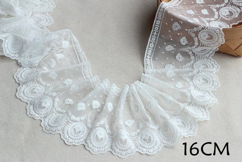 MLAEY 2y/lot изысканной вышивкой кружевной отделкой белый ткани качество кружева