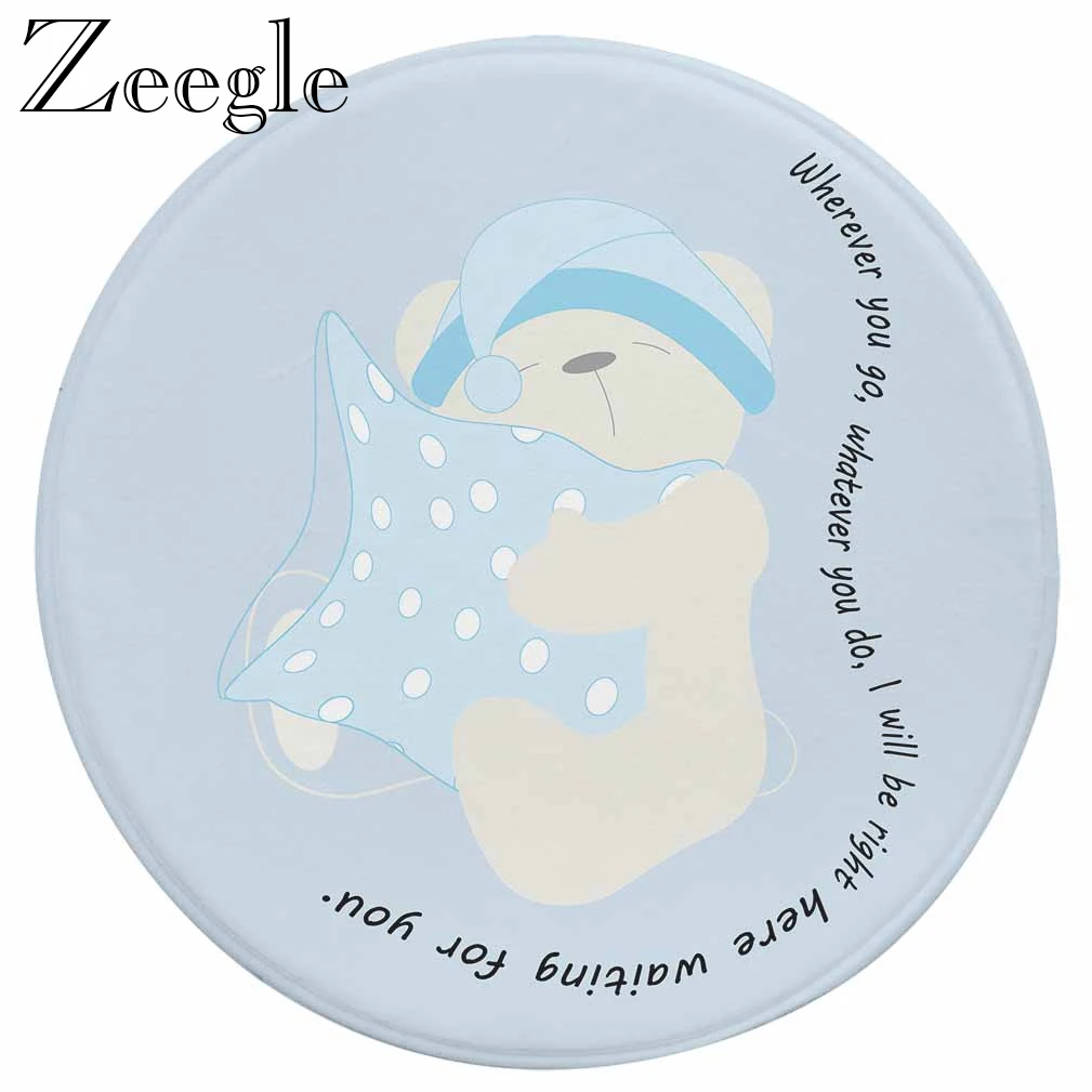 Zeegle мультяшный круглый ковер фланелевый домашний декор нескользящий напольный