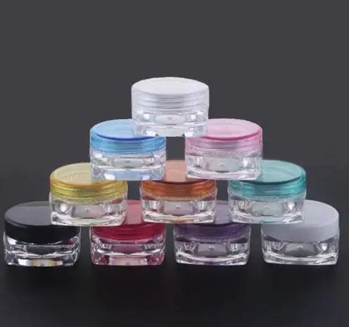 Free shipping: 3g 5g 500pcs/lot Small Empty Cosmetic Refillable Bottles Plastic Eyeshadow Makeup Face Cream Jar Pot Sample Jars