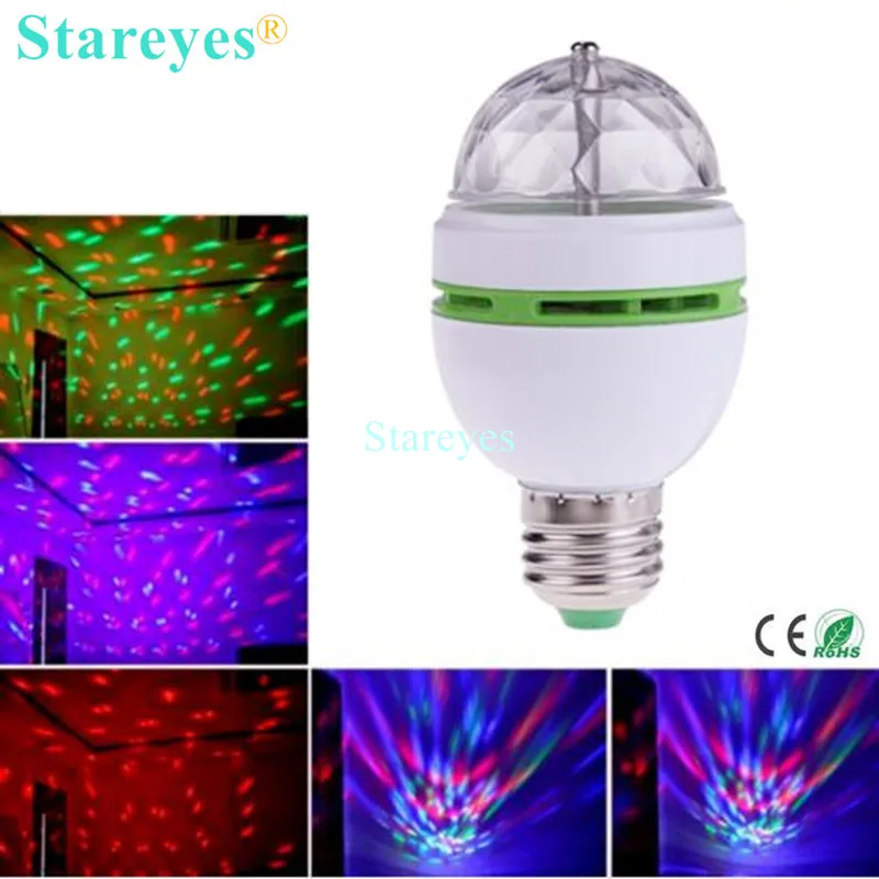 Полноцветный 3 Вт E27 RGB светодиодный маленький хрустальный волшебный шар