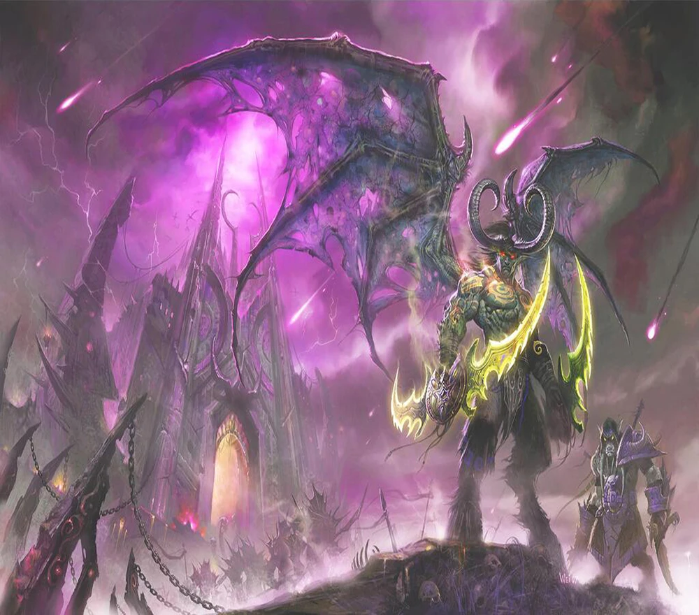 Decorative wallpaper World of warcraft illidan wall paintings in the background | Обустройство дома