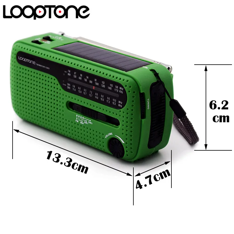 LoopTone портативный FM/AM/SW радио для наружного аварийного сгибания Динамо/Солнечная