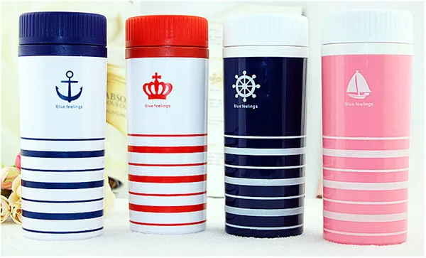 Стакана воды Колледж вмф стиль пищевой PP синий рулевое whee Спорт кружка 17*7*7 см