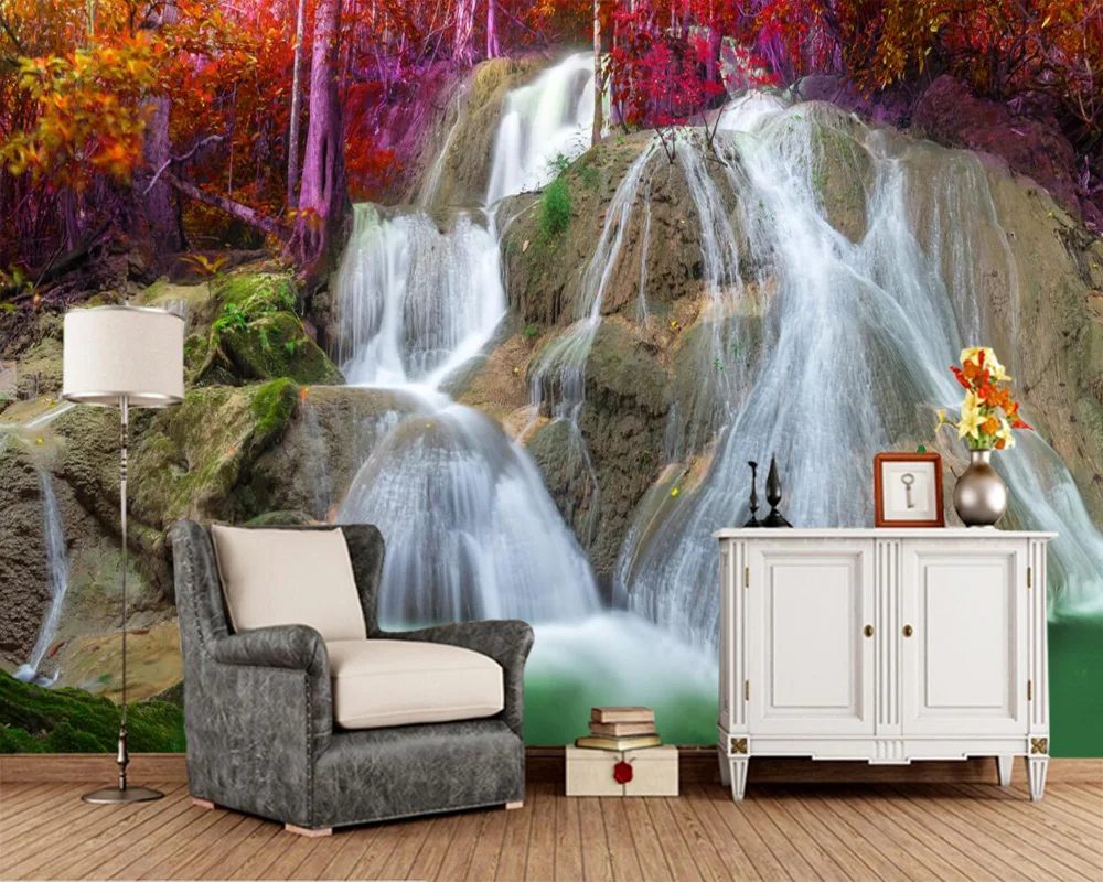 Водопад Crag природа фото 3d обои фрески Papel де parede гостиная ТВ диван настенная