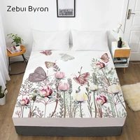 3d hd digital print custom bed sheet with elasticfitted sheet twinfullqueenkingbutterfly flowers mattress cover 150160x200