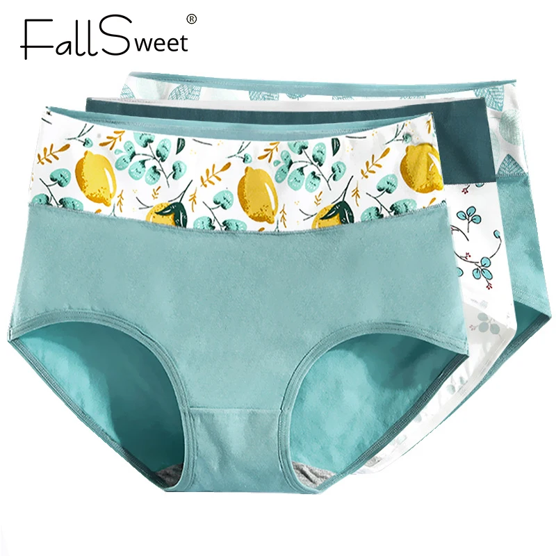 Женские бесшовные трусы Fallsweet, хлопковые трусы с высокой талией из воздухопроницаемого материала, милое нижнее белье