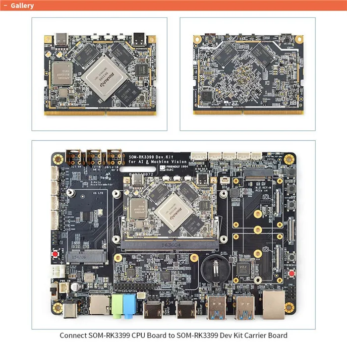 SOM-RK3399 AI Developer kit WiFi BT Поддержка Гбит/с Ethernet и двухэкранный дисплей Android/Ubuntu/QT/buildroot HDMI IN/OUT