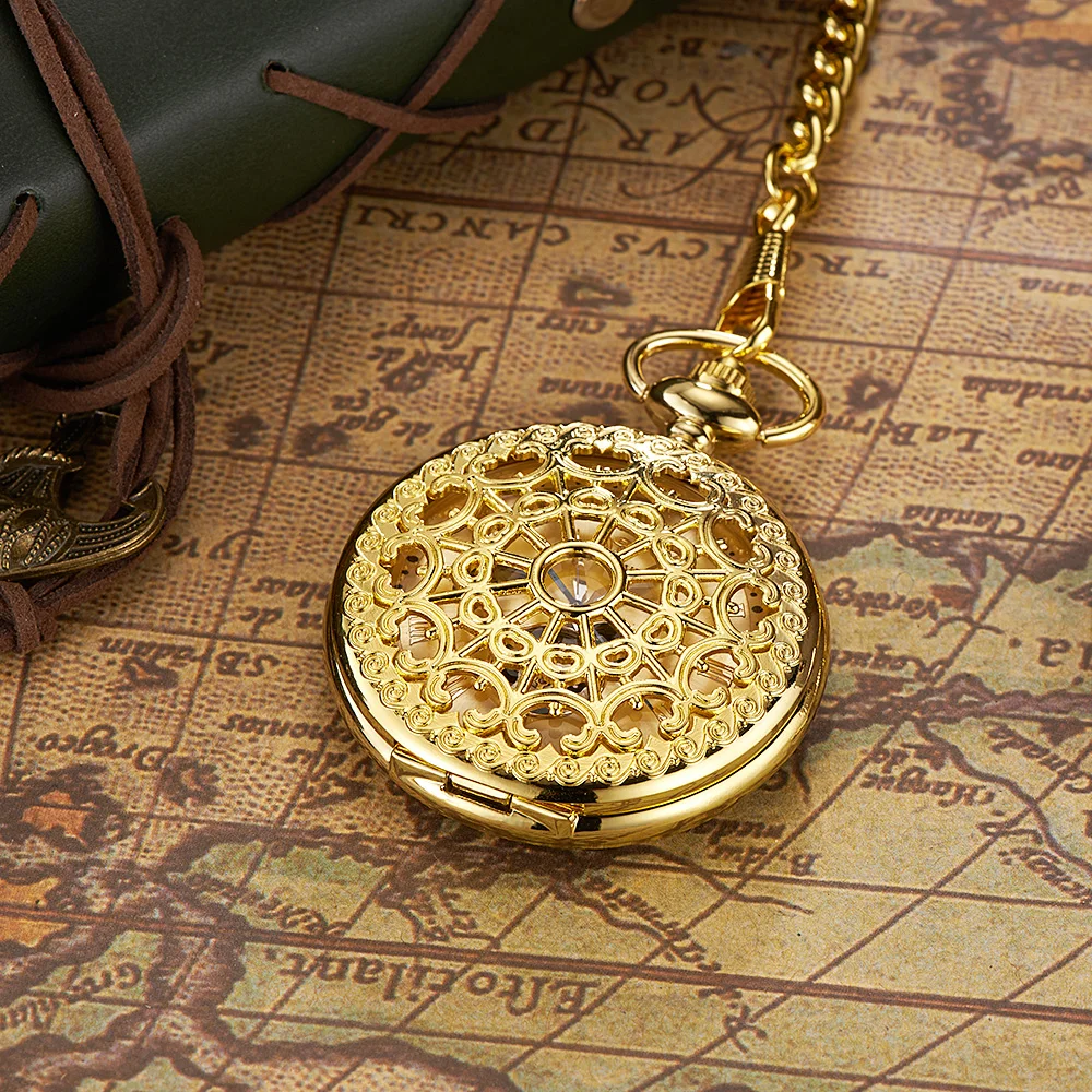 Брендовые роскошные золотые мужские карманные часы OYW с римскими цифрами ручной