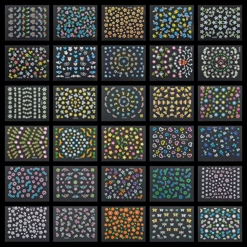 30 листов Nail Книги по искусству 3D наклейки цветы Дизайн маникюр Советы Наклейка