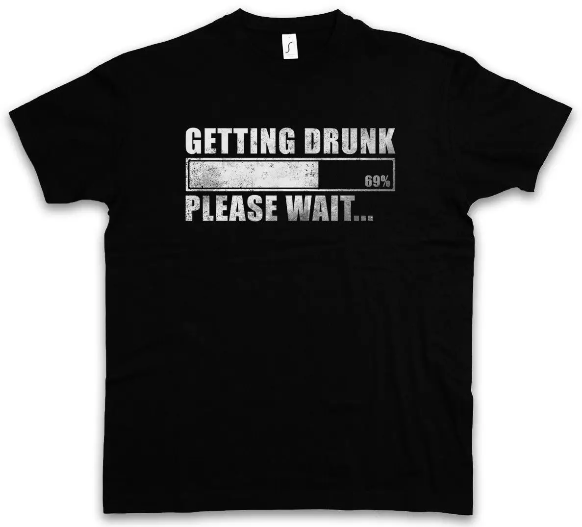 

GETTING DRUNK T-SHIRT - Please Wait Fun Boose Hangover Barfly Party University Printing Casual T Shirt Men'S Tees