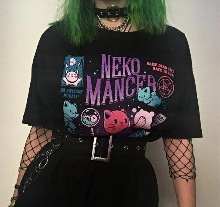 Модное шоу-JF горячая Распродажа Neko Mancer футболка унисекс Милая Эстетическая гранж